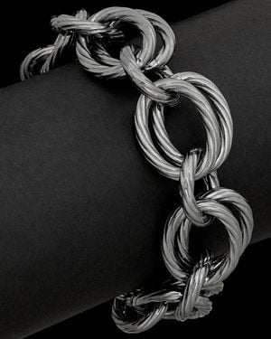 Italian Silver Twist Link Bracelet - Black