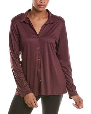 Hanro Grand Central Button Front Silk-Blend Shirt - Red