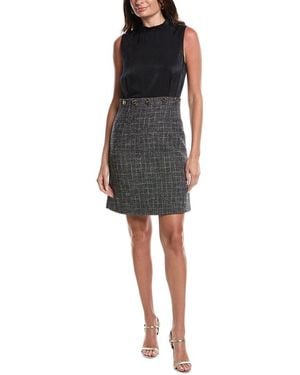 St. John Velvet Tweed Wool-Blend Mini Dress - Black