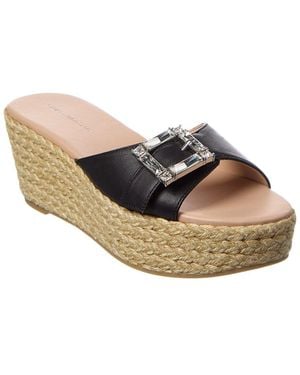 Stuart Weitzman June 75 Leather Wedge Sandal - White