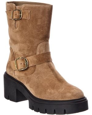 Stuart Weitzman Soho Moto Suede Bootie - Brown