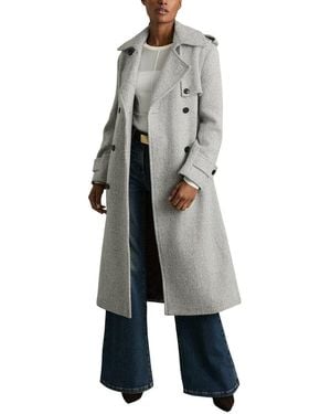 Reiss Alba Check Wool-Blend Coat - Gray