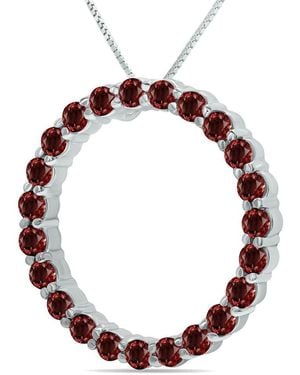 Gem Spark Silver 2.95 Ct. Tw. Garnet Necklace - Multicolour