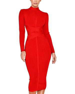 AMINA GLAM Midi Dress - Red