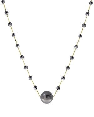 Effy Fine Jewelry 14k 17.57 Ct. Tw. Hematite & 3mm, 10mm Pearl Necklace - Metallic