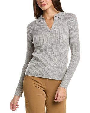 Sofiacashmere Rib Polo Cashmere Shirt - Grey