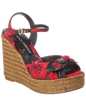 Dolce & Gabbana Lolita Canvas Wedge Sandal - Red