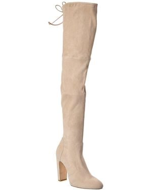 Stuart Weitzman Vidaland 100 Suede Over-The Knee Boot - White