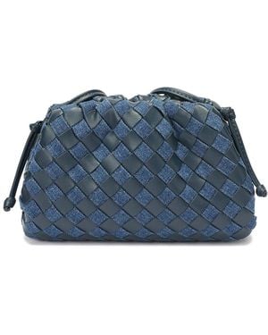 Tiffany & Fred Paris Hand-Woven Leather Crossbody Pouch - Blue