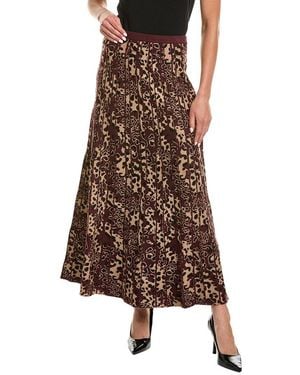 525 America Luxe Midi Pleated Leopard Skirt - Brown
