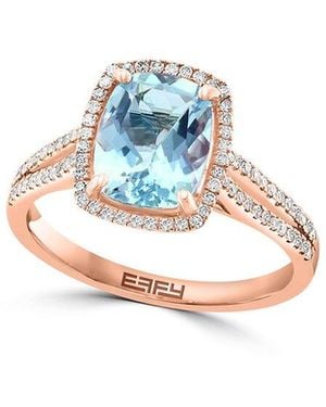 Effy Fine Jewelry 14K Rose 2.24 Ct. Tw. Diamond & Aquamarine Ring - Blue