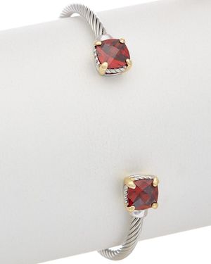 Juvell 18k Plated Red Topaz Twisted Cable Bangle - White