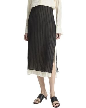 Vince Layered Stripe Pencil Skirt - Black