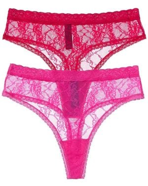 Natori 2pk Bliss Allure Lace Thong - Pink
