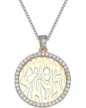 Genevive Jewelry Two-tone Cz Religious Pendant - Metallic