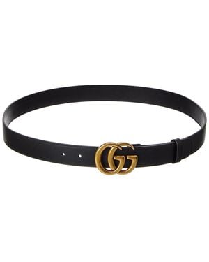 Gucci Gg Marmont Thin Leather Belt - Black