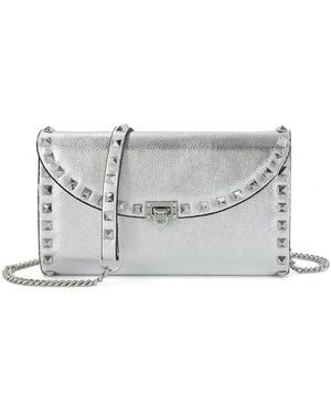 Tiffany & Fred Paris Studded Leather Clutch - Grey