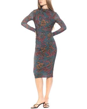 Alexia Admor Kim Draped Midi Sheath Dress - Grey