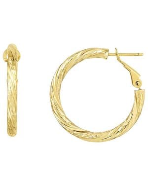 Italian Gold 14k Diamond Cut Twist Hoops - Metallic