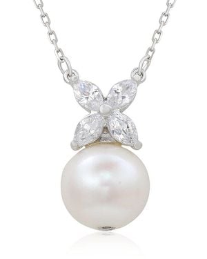 Suzy Levian Silver 0.02 Ct. Tw. Diamond & Created White Sapphire Necklace