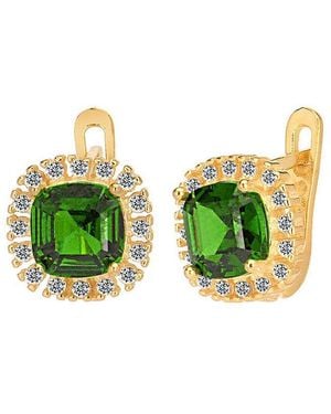 Gabi Rielle 14k Over Silver Cz Earrings - Green