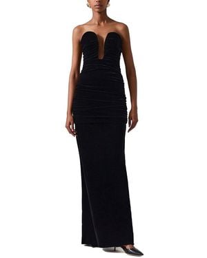 Carolina Herrera Stretch Velvet Strapless Deep U Ruched Gown - Black