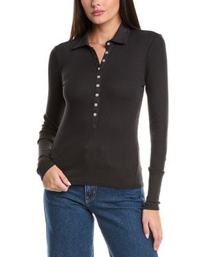 Rag & Bone The Essential Rib Button Polo Shirt - Black