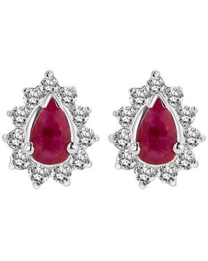 LEVARON 14K 0.70 Ct. Tw. Diamond & Ruby Earrings - Pink