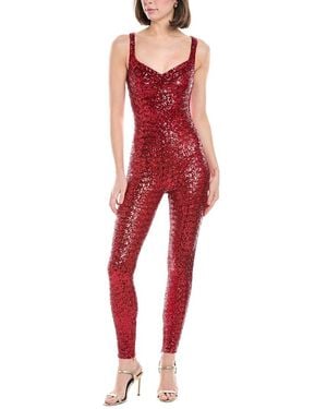 Elisabetta Franchi Tuta Donna Sequin Jumpsuit - Red