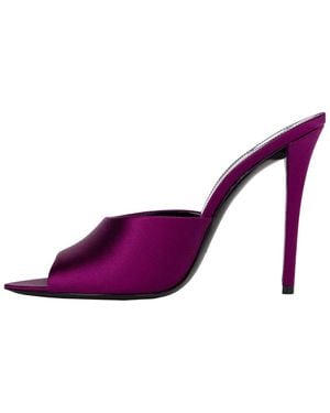 Saint Laurent Silk Goldie Mule, Never Worn (Authentic Pre- Loved) - Purple