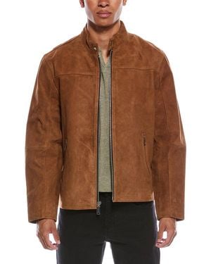Tahari Suede Racer Jacket - Brown