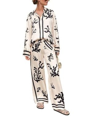 CHARLOTTE GREEN 2Pc Shirt & Pant Set - White