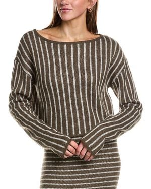 Rowing Blazers Stripe Long Sleeve Wool & Mohair-Blend Top - Grey
