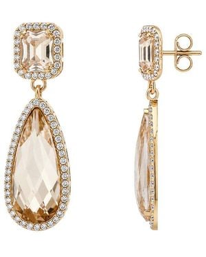 Liv Oliver 18K Plated 13.70 Ct. Tw. Champagne Quartz Cz Earrings - Metallic