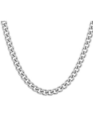 Adornia Rhodium Plated Cuban Chain Necklace - Metallic