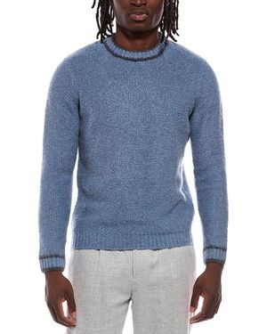 Autumn Cashmere Purl Crewneck Striped Trims Wool & Cashmere-Blend Jumper - Blue