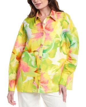 Hemant & Nandita Oversized Linen-Blend Shirt - Yellow
