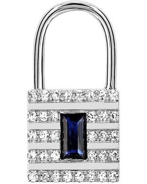 EF Collection 14K 1.77 Ct. Tw. Diamond & Sapphire Lock Single Earring - White
