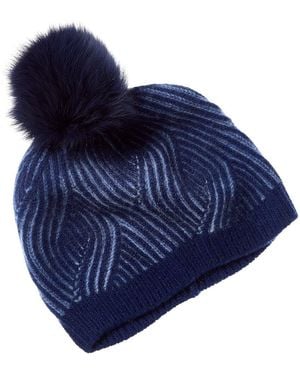 Sofiacashmere Sofiacashmere Travelling Rib Knit Cashmere Hat - Blue