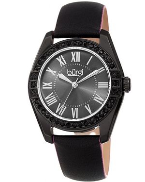 Burgi Burgi Leather Watch - Black