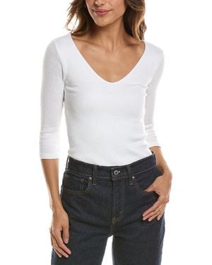 Michael Stars Double Front V-Neck T-Shirt - White