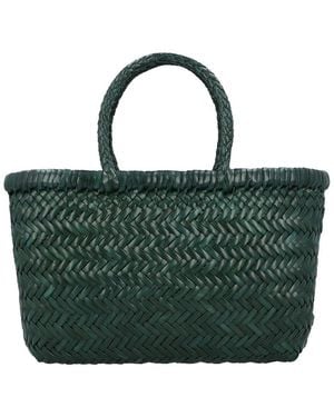 Dragon Diffusion Mini Flat Gora Leather Top Handle Bag - Green