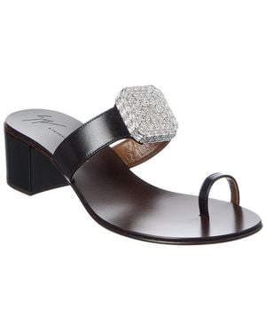 Giuseppe Zanotti Rock 40 Leather Sandal - Black