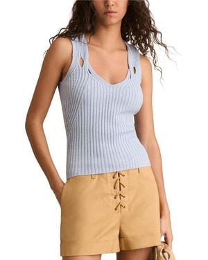 Reiss Alethia Twist Strap Linen-Blend Vest - Blue