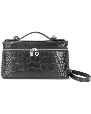 Tiffany & Fred Paris Timeless Croc-Embossed Leather Crossbody - Black
