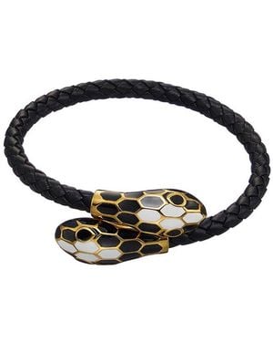 jean claude Year Of The Snake Collection Leather Bracelet - Black
