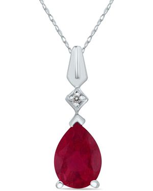 Gemstones 10k 0.96 Ct. Tw. Diamond & Ruby Necklace - Red
