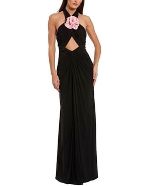 Mac Duggal Jersey Crossover Halter Neck Gown - Black