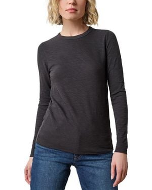 Lilla P Slim Fit Long Sleeve Bias Crewneck Shirt - Black