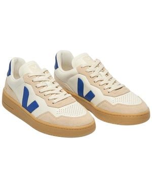 Veja V-90 Leather & Suede Trainer - Multicolour